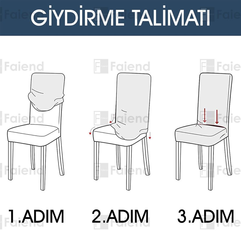 6 adet bürümcük Düz Sandalye Kılıfı - Görsel 4