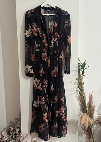 Siyah Transparan Uzun kimono - Görsel 9