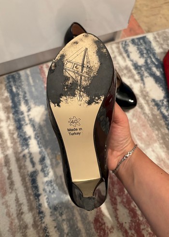 Siyah Rugan Stiletto Topuklu Kadın Ayakkabı - Görsel 3