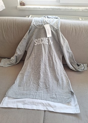Gri Uzun Kollu Salaş Sweatshirt