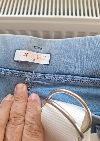 48 Beden mavi Renk mavi Kadın Kot Pantolon, Kemerli, Normal Boy