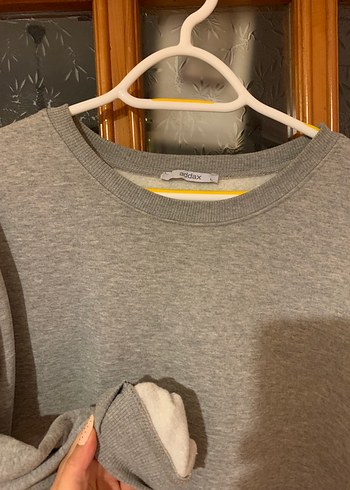 l Beden gri Renk Kadın Gri Oversize Sweatshirt