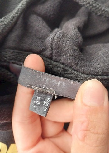 s Beden Siyah Kapüşonlu Baskılı Sweatshirt