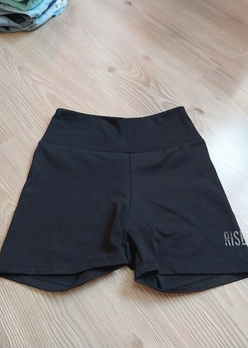 Siyah Yüksek Bel Mini Spor Şort