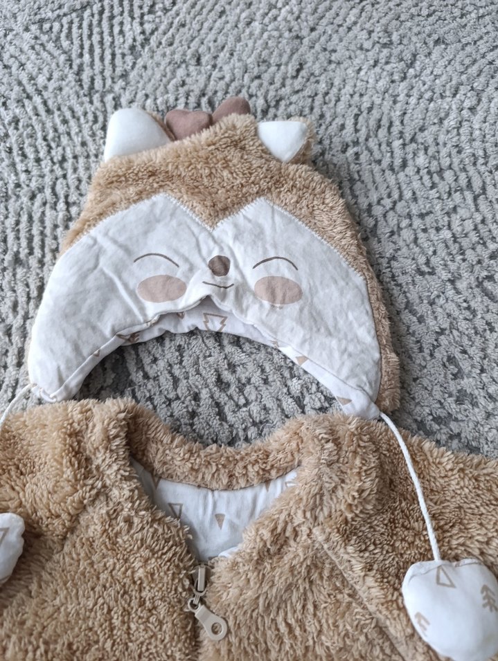 Kürklü Kahverengi Bebek Tulumu - Görsel 4