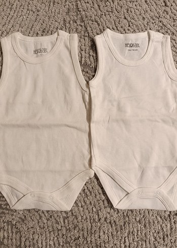 Bebek Kolsuz Beyaz Pamuklu Body - Görsel 2