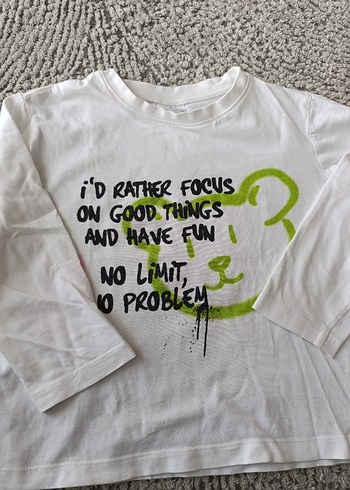 Kız Çocuk Beyaz Pamuk Uzun Kollu Baskılı Tişört - Görsel 4