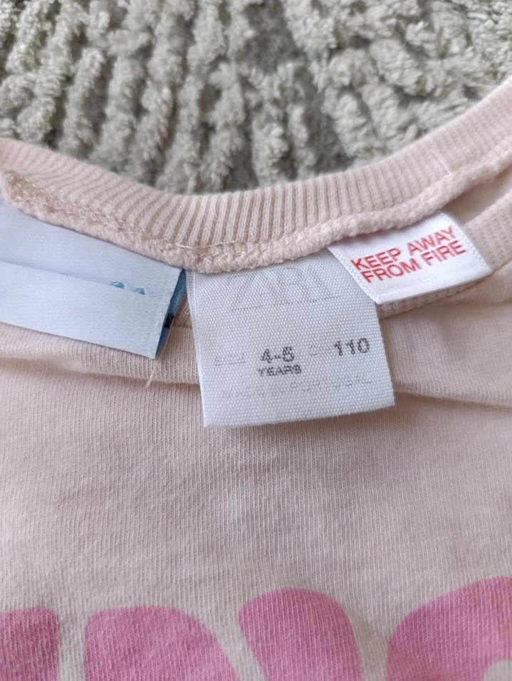 Zara Kız Çocuk Pembe Baskılı Uzun Kollu Tişört - Görsel 4