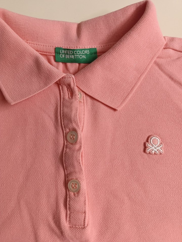 Kız Çocuk Pembe Polo Yaka Tişört - Görsel 3