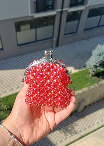 Diğer Boncuk İşlemeli Siyah Örgü Kadın Cüzdan