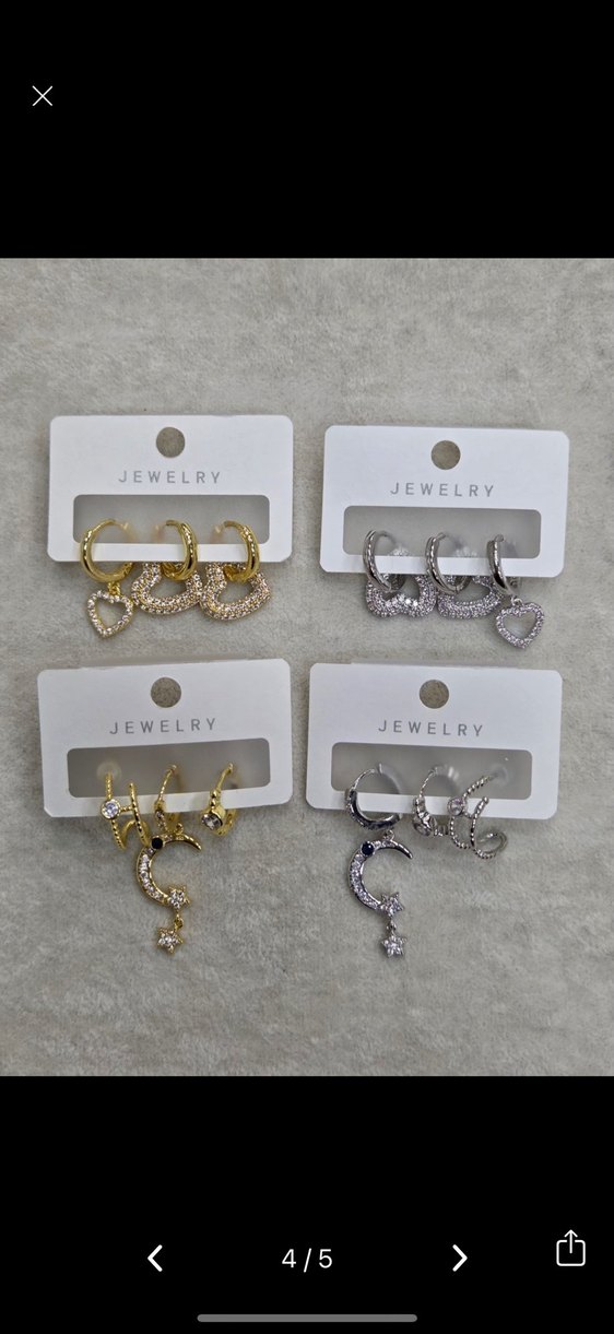 Altın Renk Mini Sıralı Taşlı Kadın Küpeler - Görsel 4