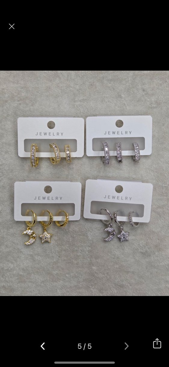 Altın Renk Mini Sıralı Taşlı Kadın Küpeler - Görsel 5