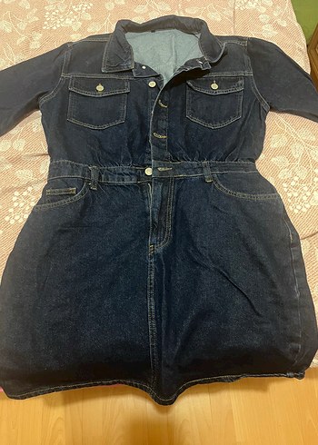 Düğmeli Lacivert Kadın Denim Ceket elbise