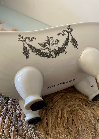 Madame Coco Ayaklı Beyaz Seramik kase kap dekor