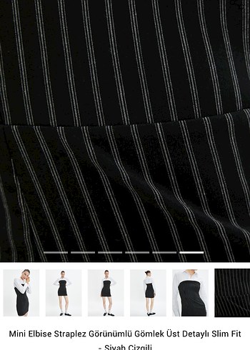 38 Beden Mini elbise straplez görünümlü gömlek detaylı slim fit elbise