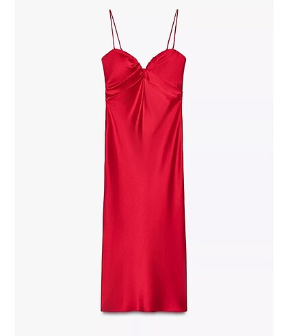 Zara Zara kalp yaka saten midi elbise