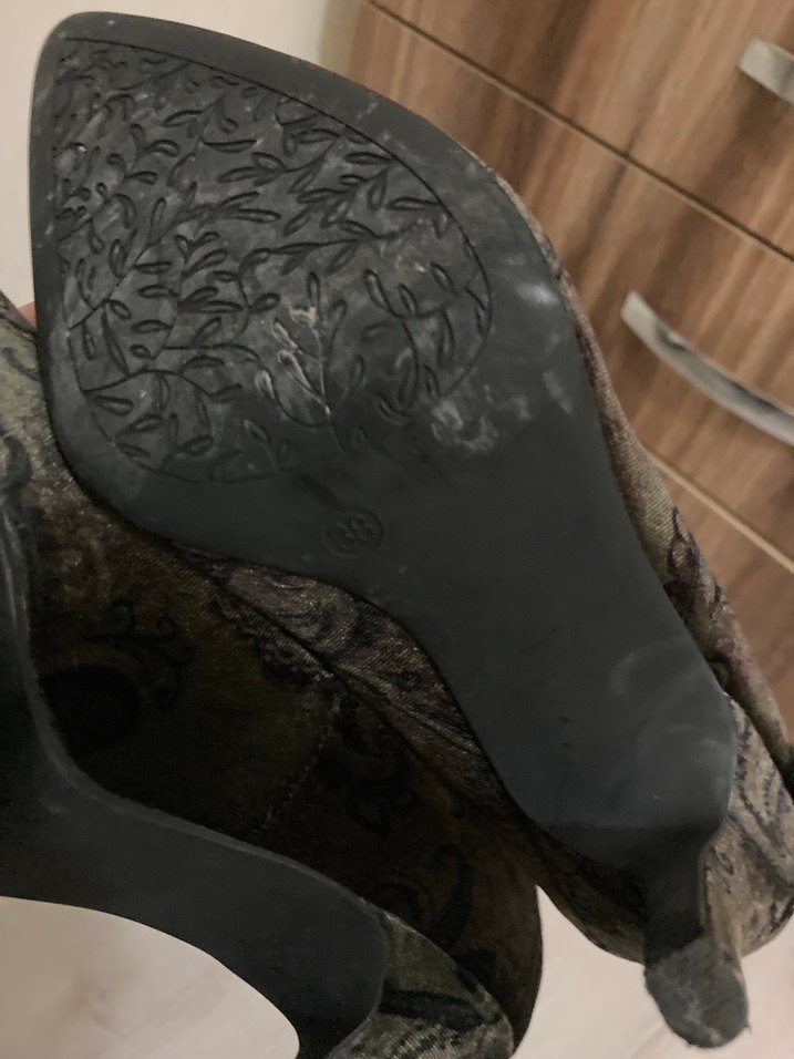 Gri Yılan Desenli Platform Topuklu Kadın Stiletto - Görsel 5