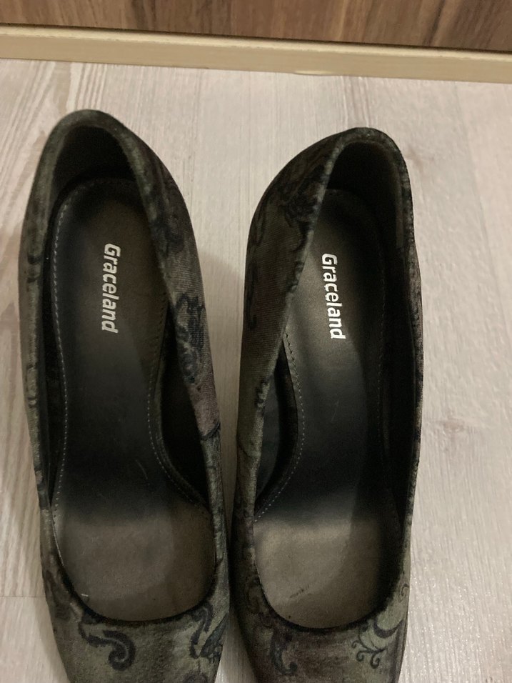 Gri Yılan Desenli Platform Topuklu Kadın Stiletto - Görsel 3