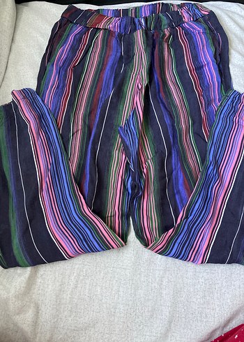 Kadın Çok Renkli Pilili Bohem Pantolon - Görsel 2