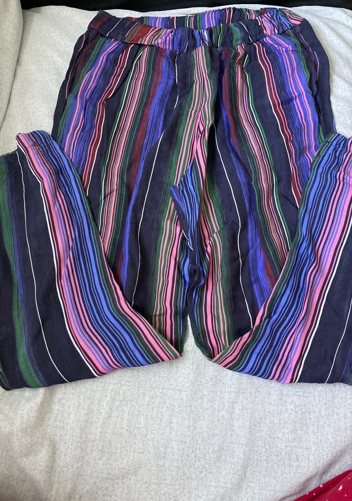 Kadın Çok Renkli Pilili Bohem Pantolon - Görsel 2