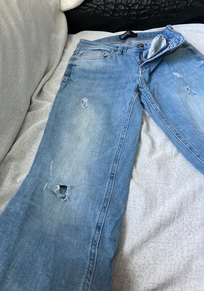 Gri Mavi Bol Kesim Kadın Midi Denim Pantolon - Görsel 2