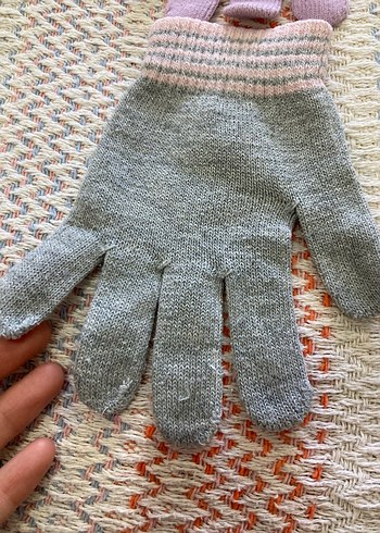 Kız Çocuk Pastel Renkli Triko Eldiven Seti - Görsel 3