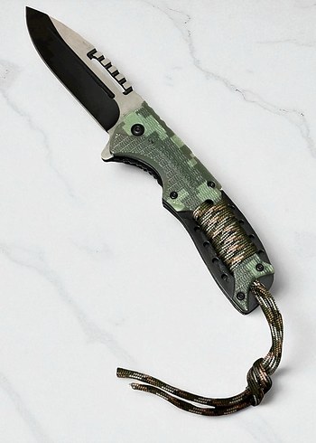 Koyu Haki Kamp Çakısı İpli Saplı Browning