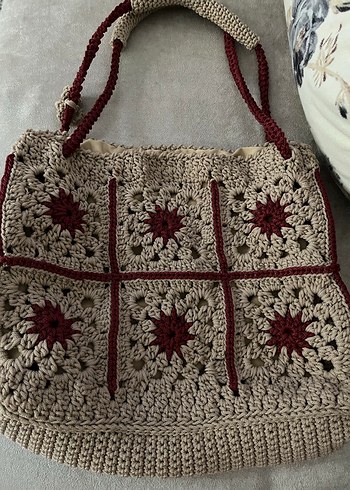 Bohem Örgü Kadın Çanta Kahverengi - Görsel 5