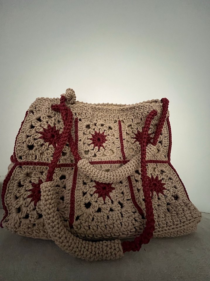 Bohem Örgü Kadın Çanta Kahverengi - Görsel 4