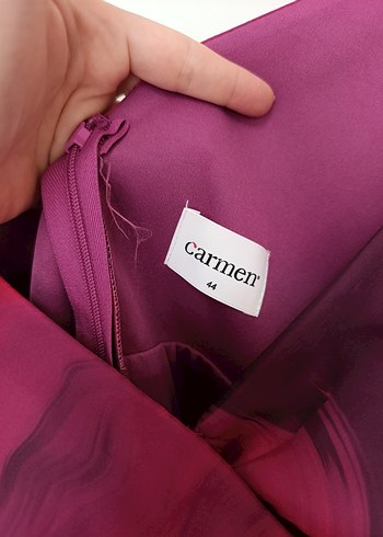 Kırmızı Drapeli Uzun Abiye Elbise - Görsel 3