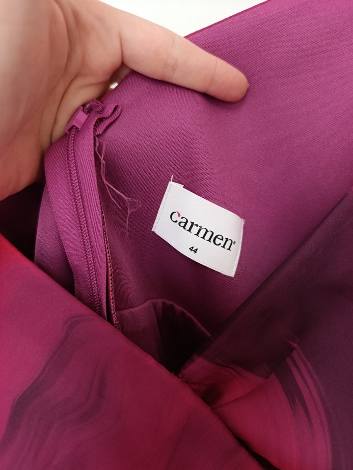 Kırmızı Drapeli Uzun Abiye Elbise - Görsel 3