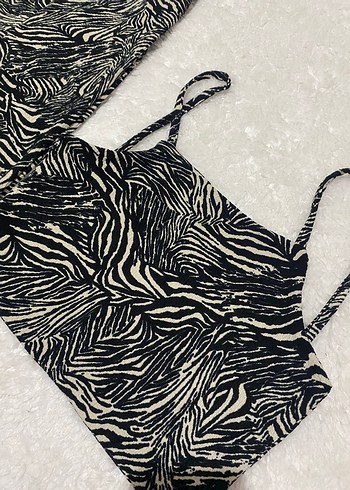 m Beden siyah Renk Kadın Siyah Zebra Desenli İspanyol Paça Pantolon alt üst takım
