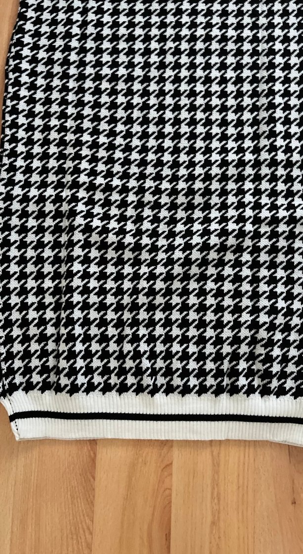 Gri Kareli Uzun Örme Kolsuz Elbise standart - Görsel 3