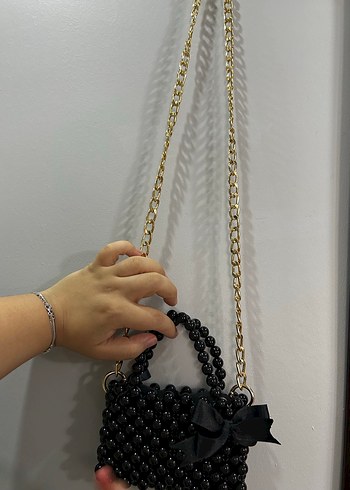 Zara Boncuk Detaylı Siyah Kadın Çanta