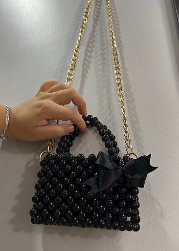 Beden siyah Renk Boncuk Detaylı Siyah Kadın Çanta