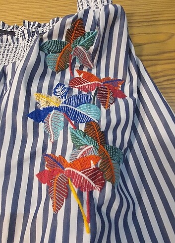 44 Beden lacivert Renk Marks & Spencer cizgili Bluz
