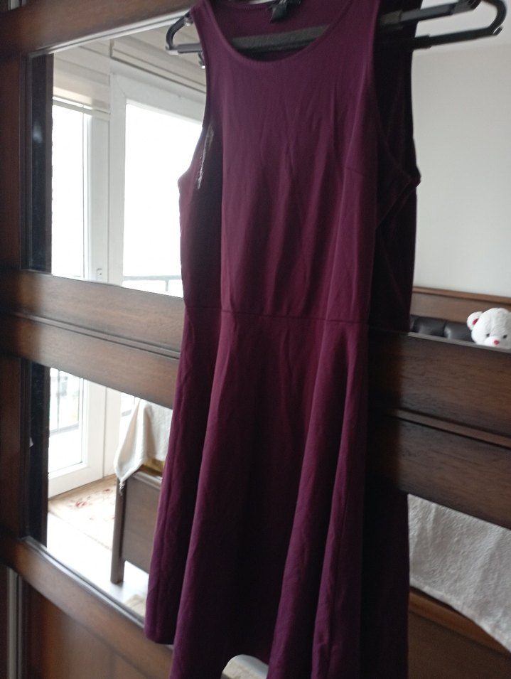 HM Bordo Mini Kolsuz Kadın Elbise - Görsel 3