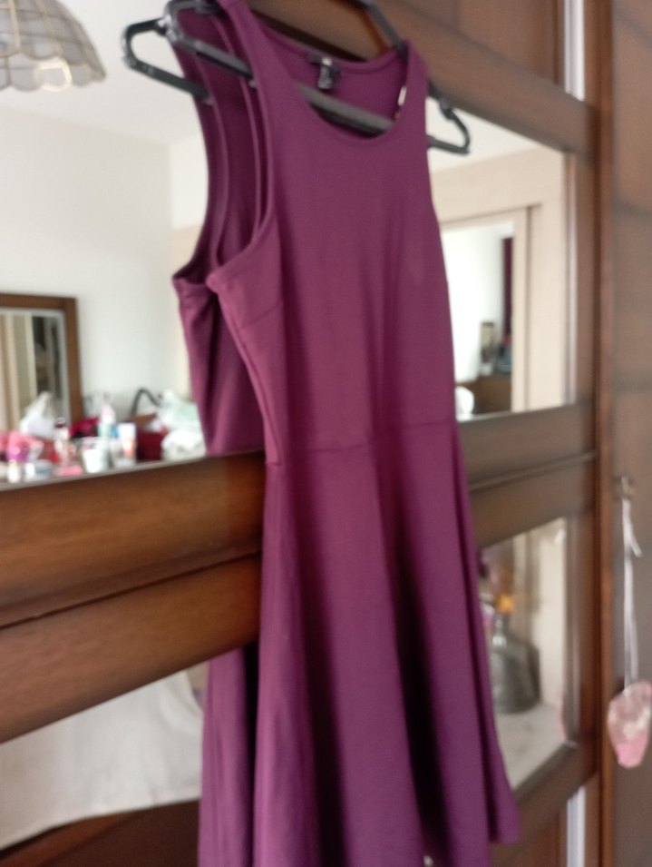 HM Bordo Mini Kolsuz Kadın Elbise - Görsel 2