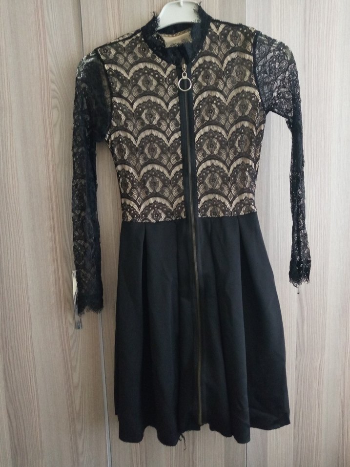 Dantelli Siyah Midi Gotik Elbise - Görsel 2