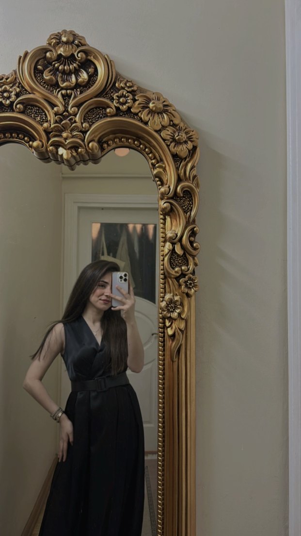 Siyah V Yaka Midi Kadın Elbise - Görsel 4