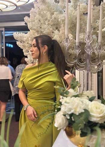 Kadın Uzun Kol Drapeli Haki Elbise - Görsel 3