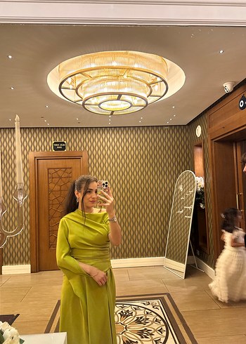 Kadın Uzun Kol Drapeli Haki Elbise - Görsel 5