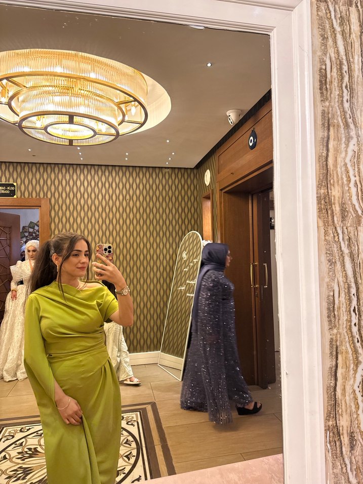 Kadın Uzun Kol Drapeli Haki Elbise - Görsel 4