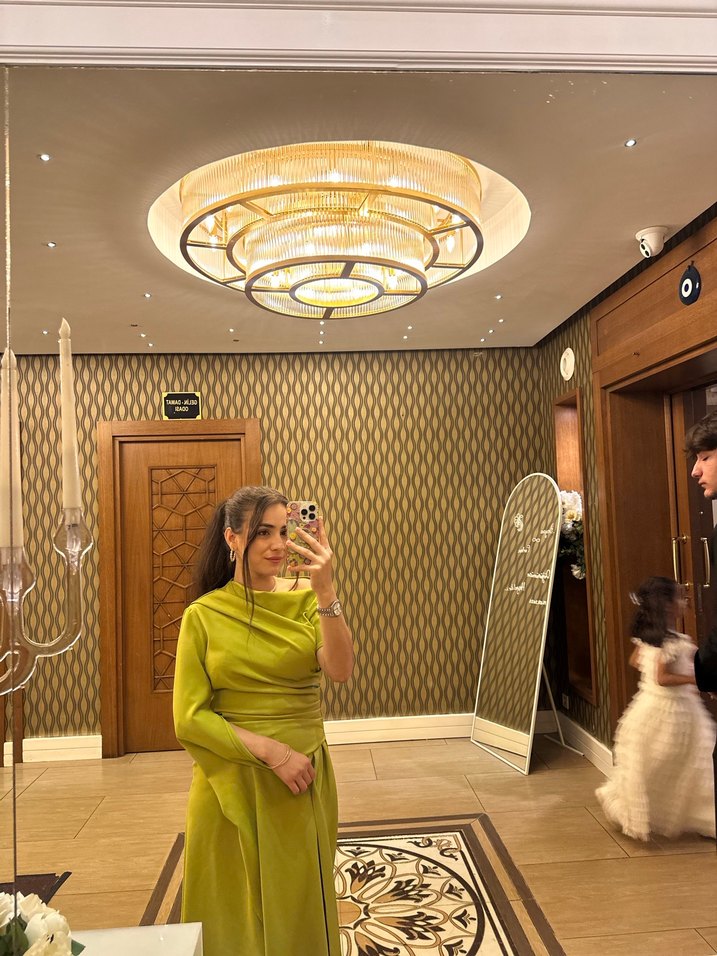 Kadın Uzun Kol Drapeli Haki Elbise - Görsel 5