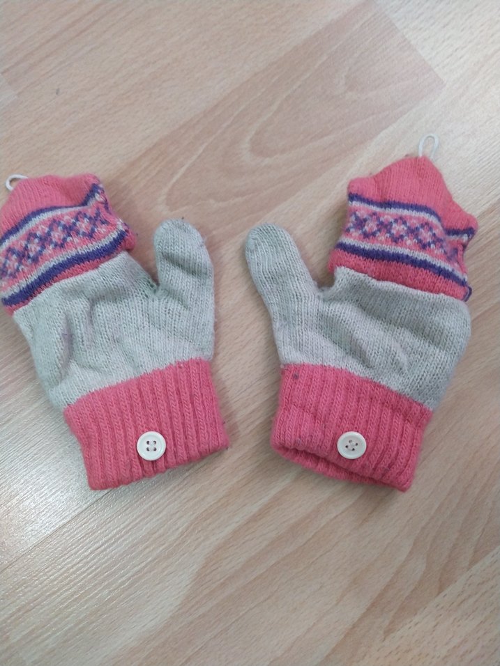 Renkli Örgü Kız Eldiveni - Görsel 2