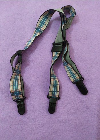 Çocuk için Tokalı Kareli Askı - Görsel 3