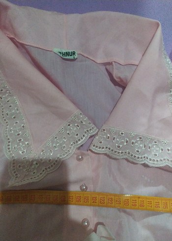 Düğmeli Pembe  sabahlık V Yakalı - Görsel 6