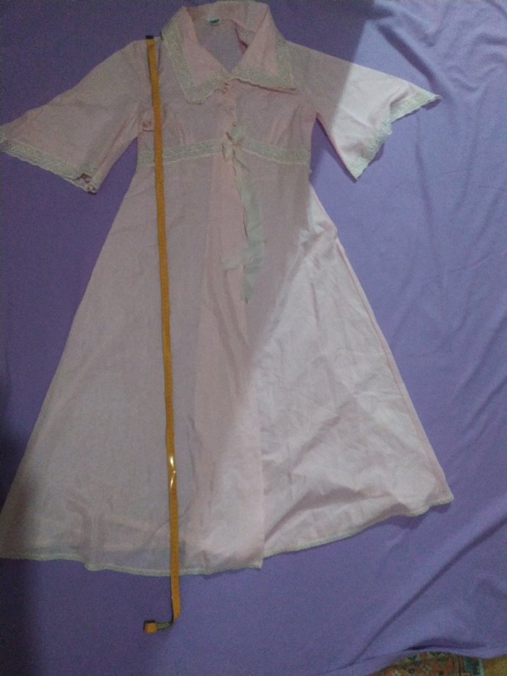 Düğmeli Pembe  sabahlık V Yakalı - Görsel 2