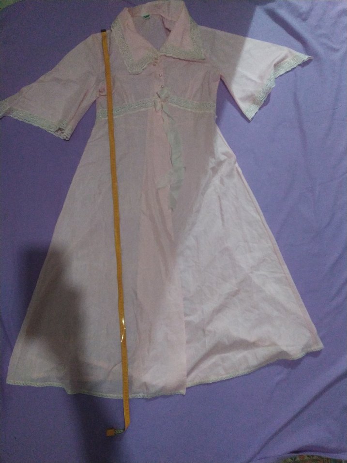 Düğmeli Pembe  sabahlık V Yakalı - Görsel 3