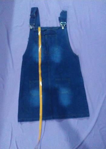 Kadın Lacivert Denim Midi Salopet - Görsel 2